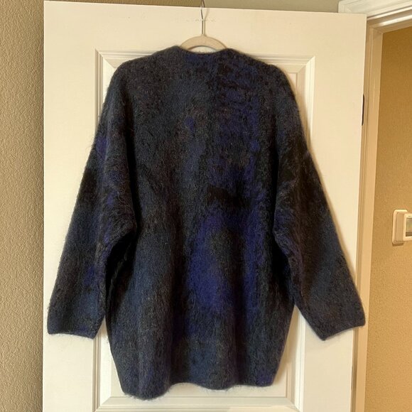 COS x Chris Perani  Navy Blue Alpaca Jacquard Cardigan Sweater - Picture 4 of 4